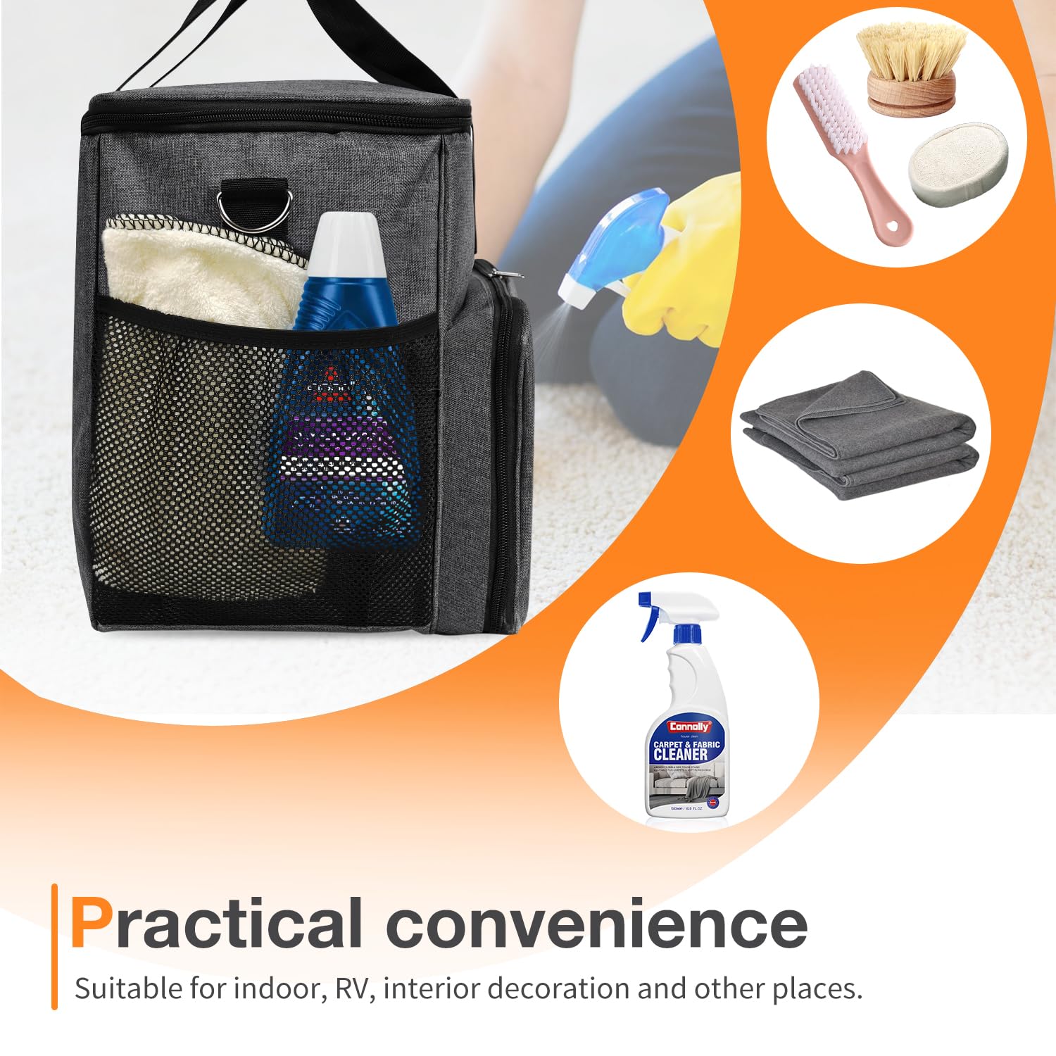 Carrying Case Compatible with Bissell Carpet and Upholstery Cleaner 1400B/3353,Steam Cleaner Storage Bag with Removable Divider Ideal Carrying Case for Carpet and Upholstery Cleaner(Bag Only)