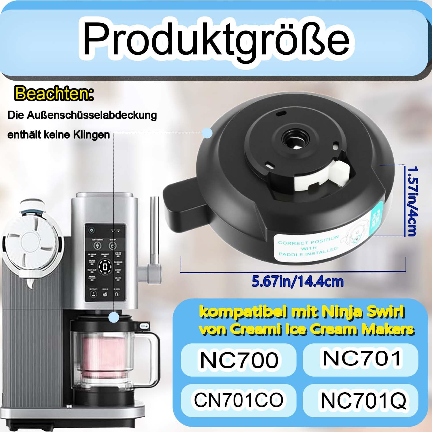 Couvercle extérieur compatible avec les sorbetières Ninja Creami NC700 | et NC701, Réutilisable, sans pale