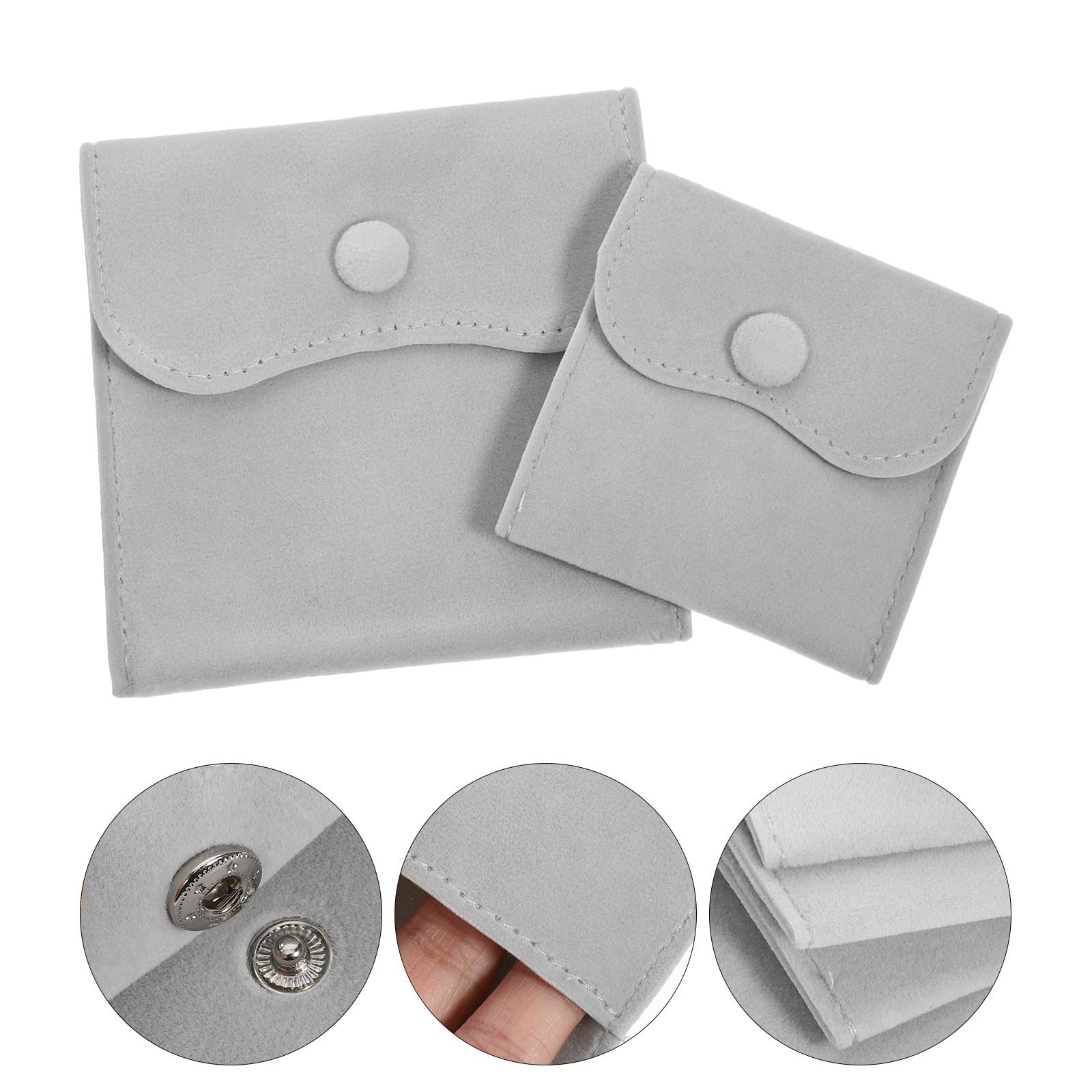 LIFKOME Lot De 5 Petites Pochettes À Bijoux Avec Bouton-pression Pour Boucles D'oreilles Colliers Bracelets Etc En Tissu Pelucheux Léger 10 Pièces X 5