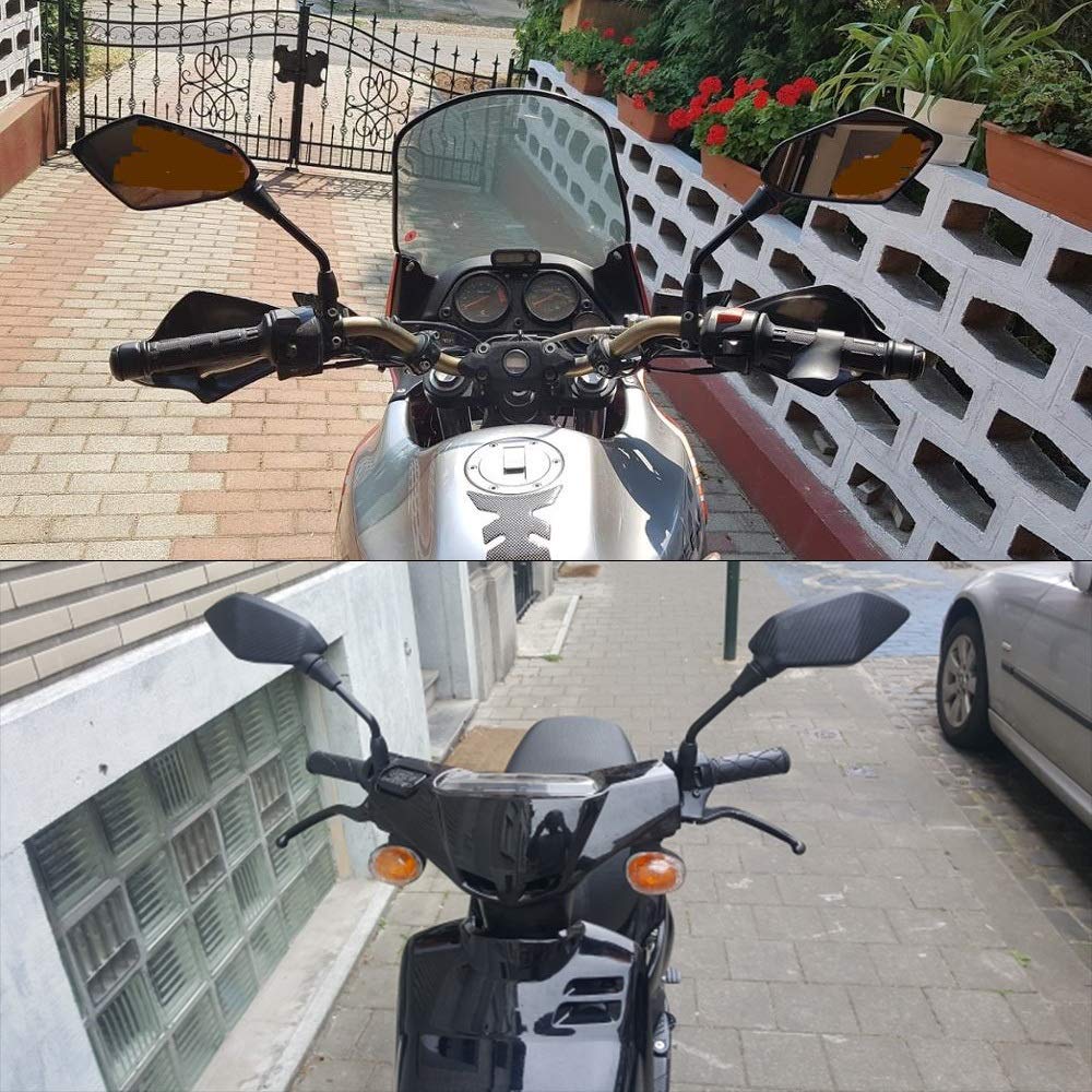 Seitenspiegel Motorrad 2 Stück Fahrrad Spiegel Motorrad Universual Scooter Fahrrad E-Fahrrad Rückspiegel elektrombile Spiegel Konvex 8 mm 10 mm Kohlefaser 10 mm (Farbe: Carbon Fib
