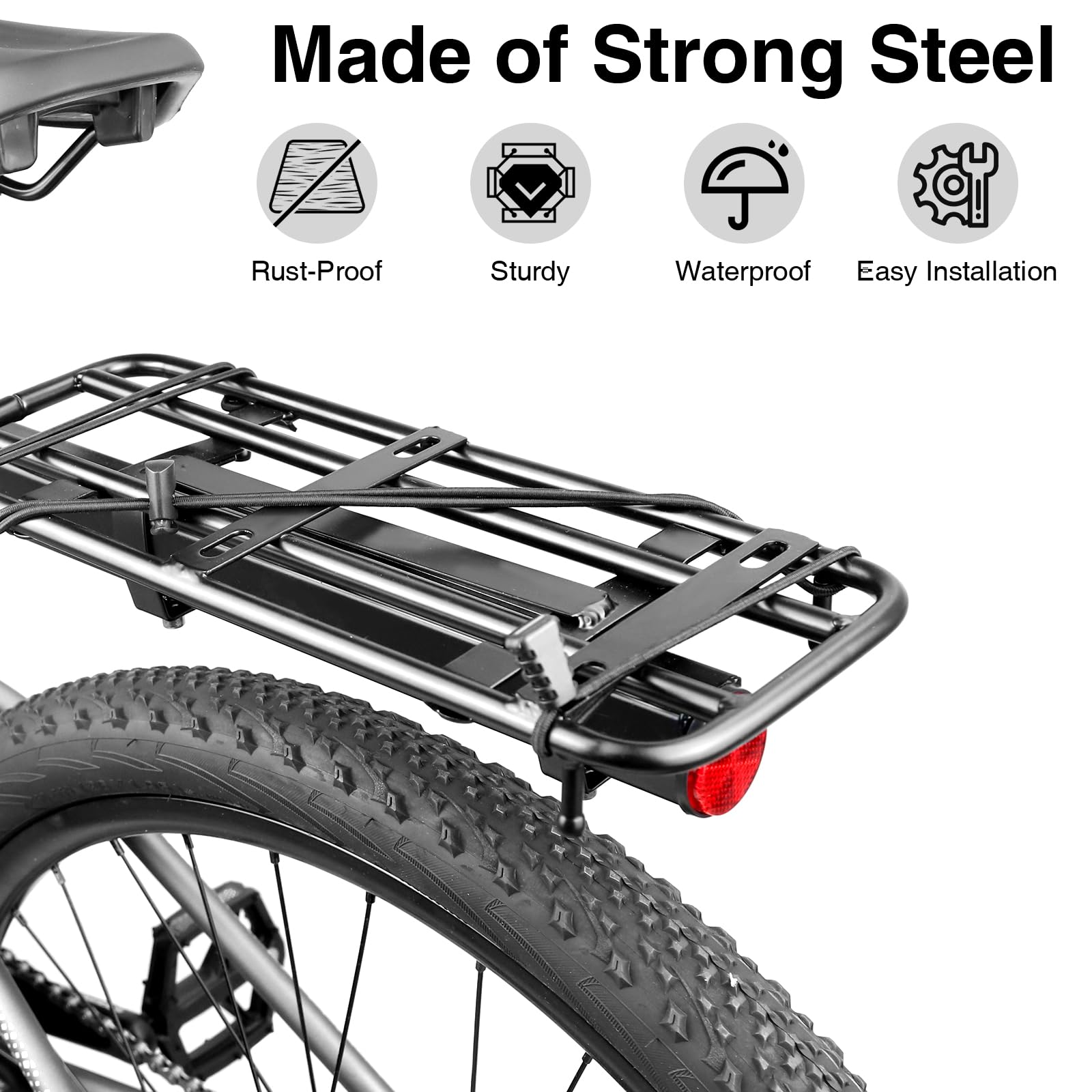 MEGHNA Universal Fahrrad Gepäckträger hinten | 15kg Tragkraft | Einstellbar für 22-29 Zoll Räder | Robuster Alu-Gepäckträger | Einfache Montage mit Werkzeug