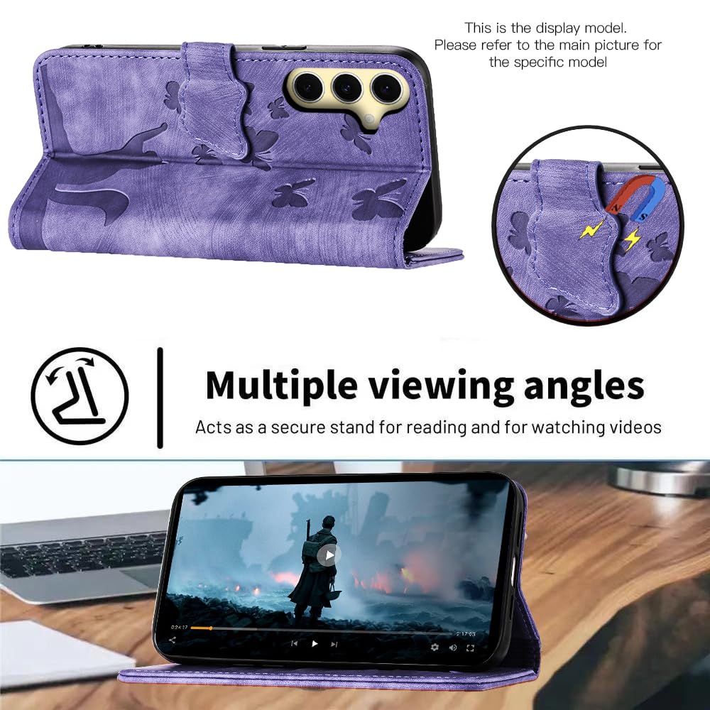 LSPCASA Custodia con Samsung Galaxy S25 FE Premium Pelle PU Flip Protettiva Cover Con Slot Per Schede e Funzione Supporto Custodia Cover Portafoglio con Samsung Galaxy S25 FE-Viola