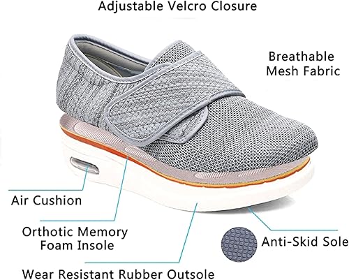 Miniatura 6 de Zapatos diabéticos para mujer, ancho extra ancho, malla transpirable, correa ajustable, tenis para caminar al aire libre, soporte para pies