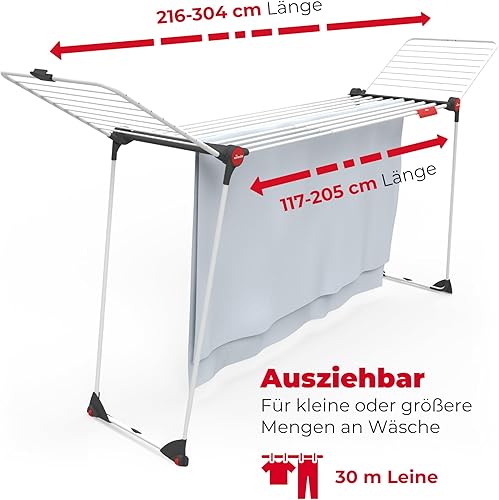 Vileda Infinity Flex Plus Clothes Airer | Extendable Drying Rack up to 2m | Indoor Laundry Dryer holds up to 3 Wash Loads | Foldable Indoor Drying Rack | Ideal for Bedding & Long Items - 4