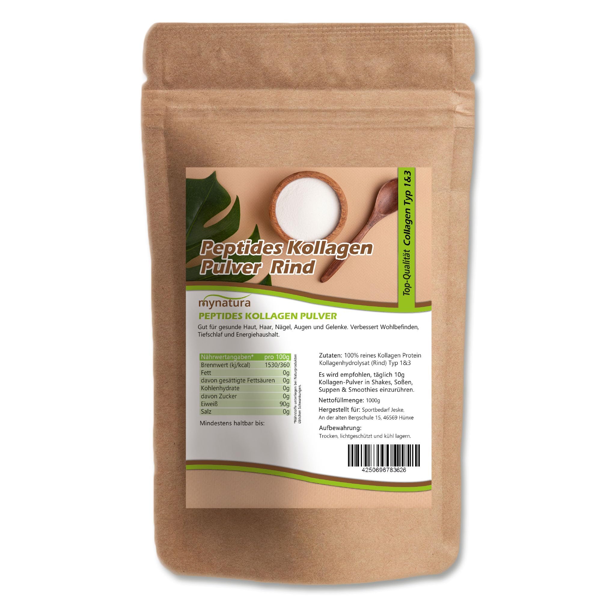 Mynatura Rind Collagen | Rind Kollagen Protein Hautpflege Pulver Hautgesundheit Haargesundheit (2x1000g)