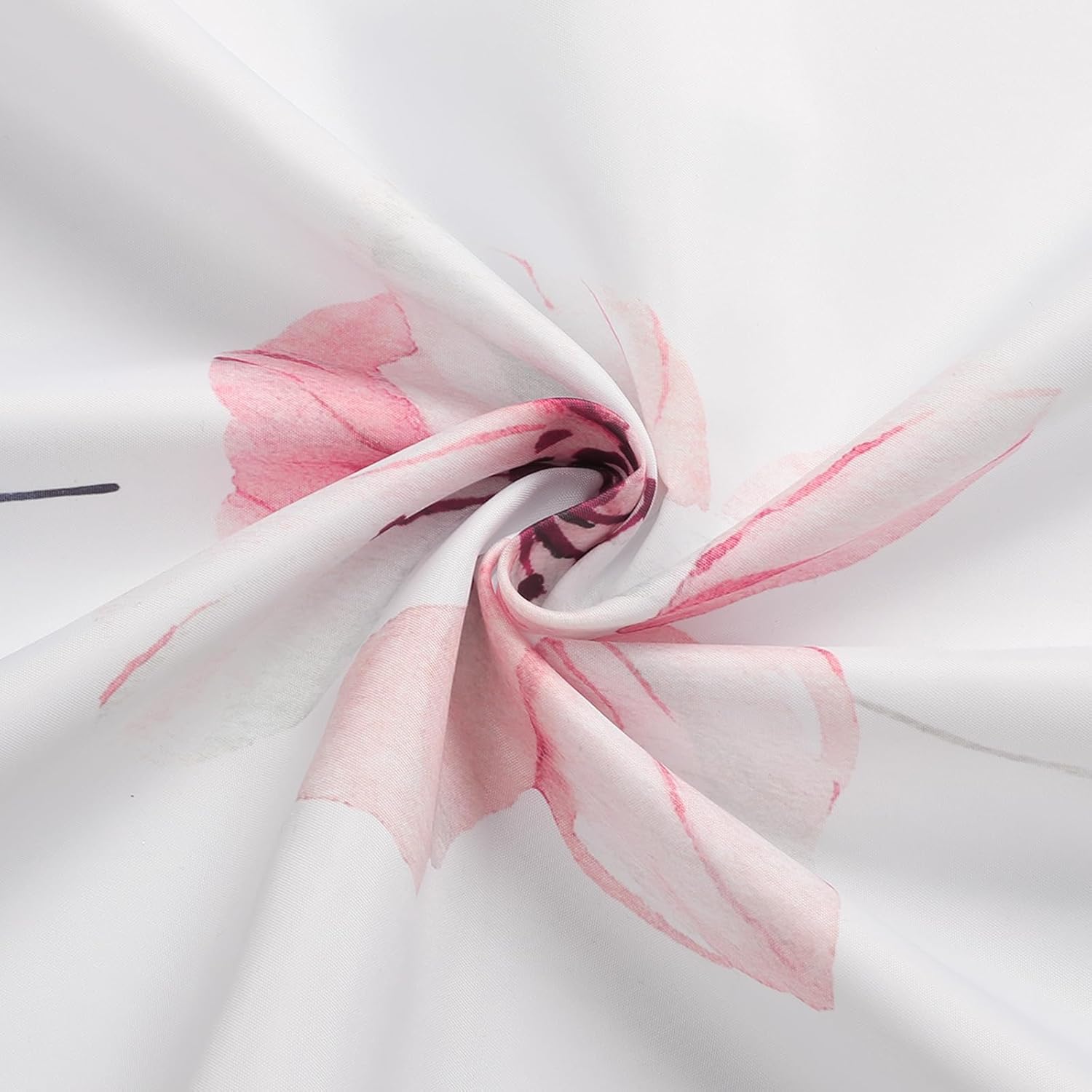 QiyI Watercolor Floral Shower Curtain, Flowers Print Minimalist Bathroom Curtain, Machine Washable Spring Modern Shower Curtains, Waterproof Fabric Shower Curtain Set with Hooks, 72x72, Charcoal Grey