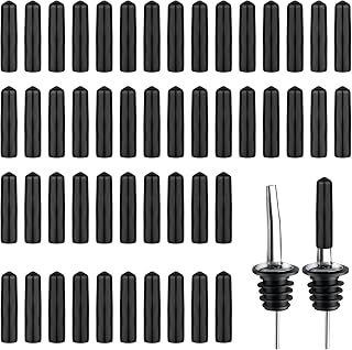 50pcs Pourers Dust Covers, Wine Liquor Bottle Pourers Caps, Oil Dispenser Spout & Liquor Spout Covers Rubber Pourer Caps for Bars Wine Clubs Cafes Kitchen, Black