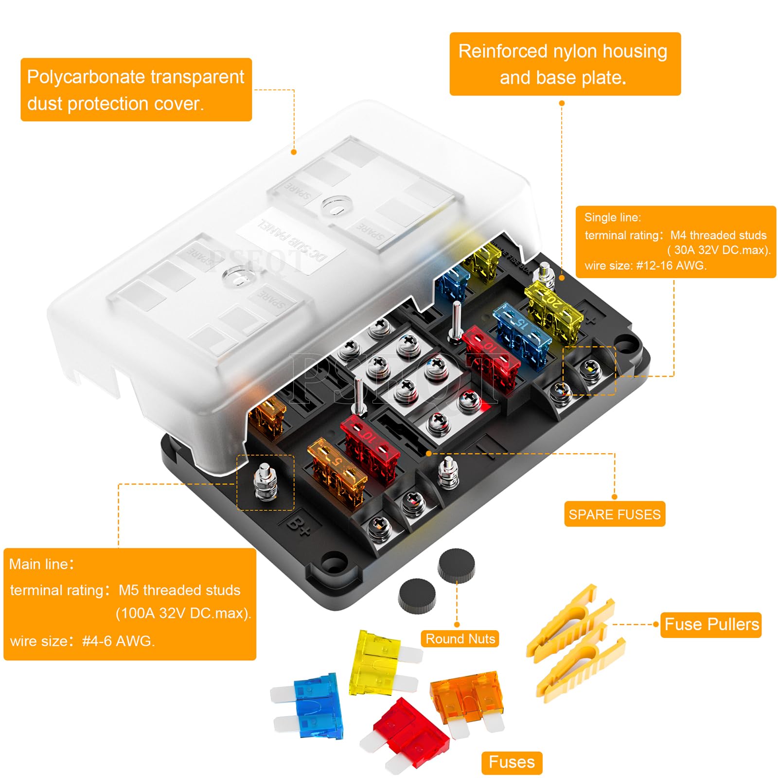16-Way Automotive Fuse Box With Splashproof Lid & Terminals - Classic Car Upgrade