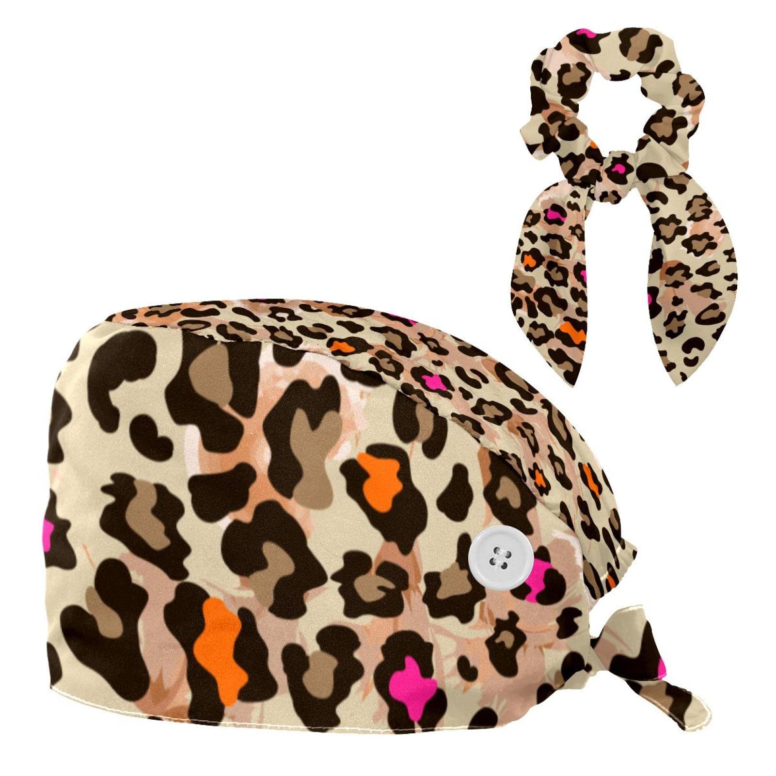 Allenada Bouffant Caps with Hair Tie Working Cap with Sweatband Tie Back Hats Nurse Hat Christmas