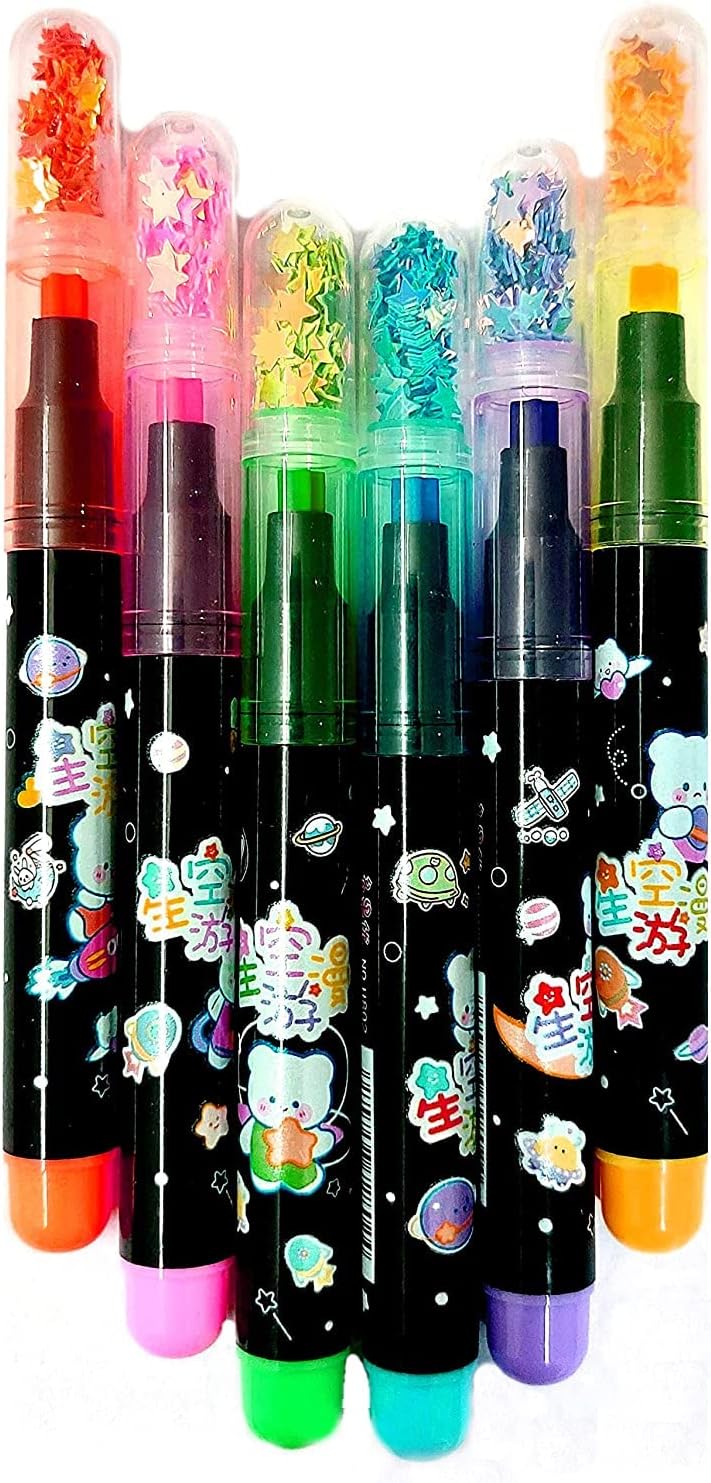 SAMVARDHAN 6Pcs Star Highlighter Pen Set Markers Colors for Adults & Kids Writing Drawing School Supplies