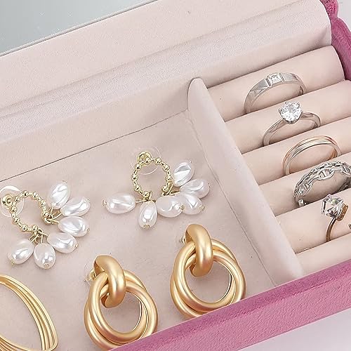 Miniatura 9 de Caja de joyería para aparador bonita caja de almacenamiento de joyería caja de almacenamiento rosa para casa de muñecas anillos aretes collar