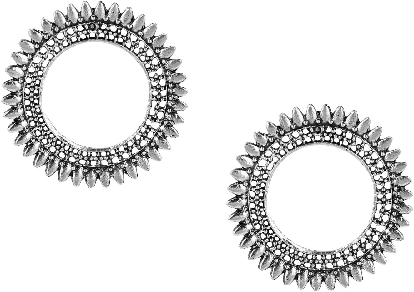 bodhaAntique Silver Vintage Indian Bollywood Gypsy Hoop Earring For Women (SJ_1327)