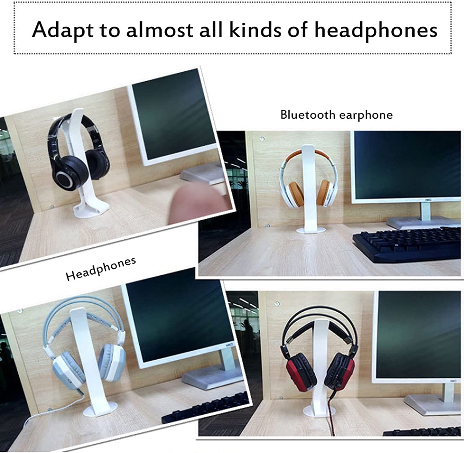 Gaming Accessori Supporto per Cuffie con Gancio per Auricolari Barra di Supporto per Display da Scrivania per Cuffie da Gioco Stand Over-Ear da Gioco(White)