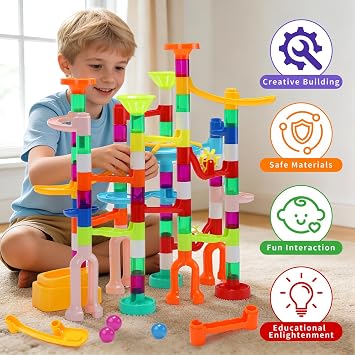EagleStone 105PCS Marble Run Kit Marble Maze Construction Building Toy Set