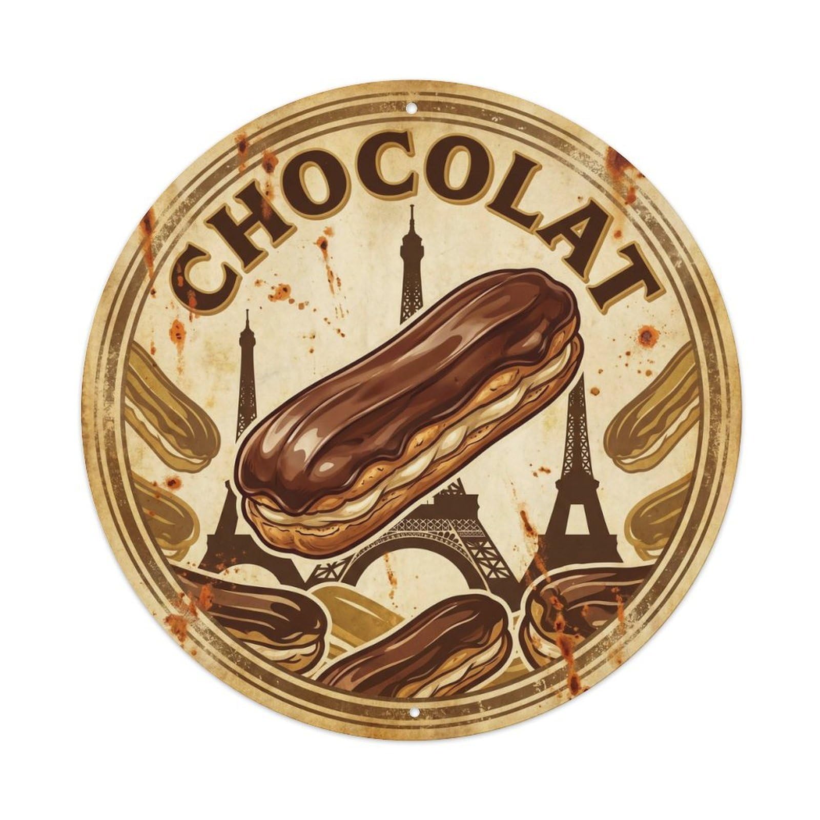 Olyhtr 8X8inch Classic Style Classic Cafe European Confectionery Patisserie Dessert Metal Tin Sign