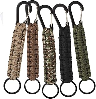 Kulannder 5 Pack Professional Paracord Keychain with Carabiner Clip, Paracord Keyring Paracord Lanyard for Keys Knife Flashlight for Camping and Hiking