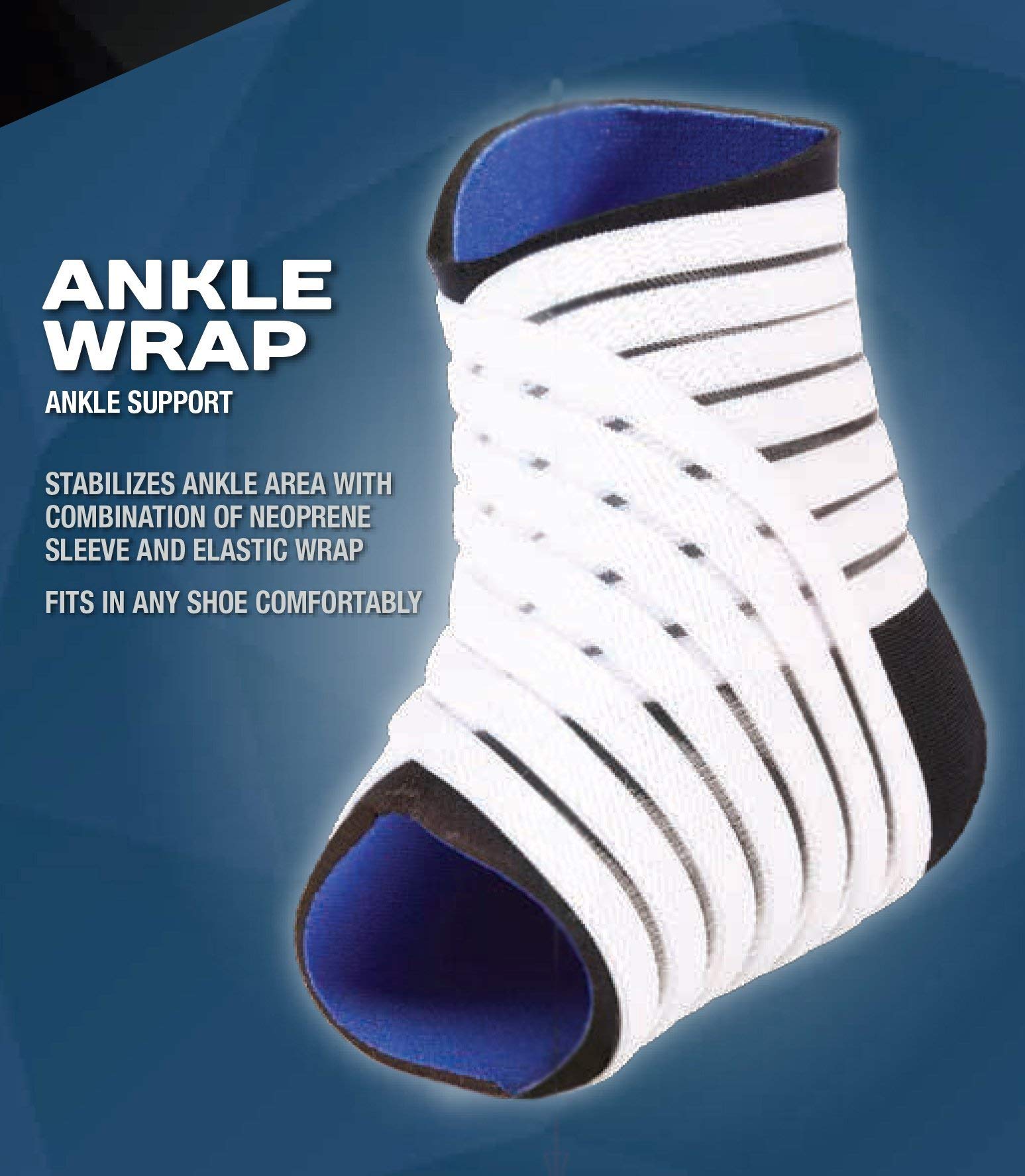 Pro-Tec Athletics Ankle Wrap, Adjustable Stability and Compression with Figure-8 Elastic Wrap and Neoprene Sleeve