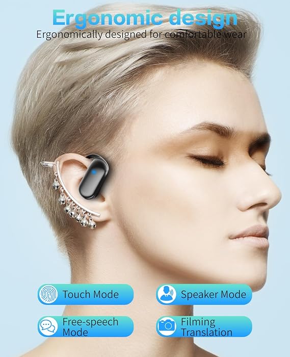 Real time Ai Translator Earbuds Language Translation Device,Spanish and English Translator Earbuds for160 Languages & Accents,Ideal for Travel and Business,Touch to Enjoy Various Modes
