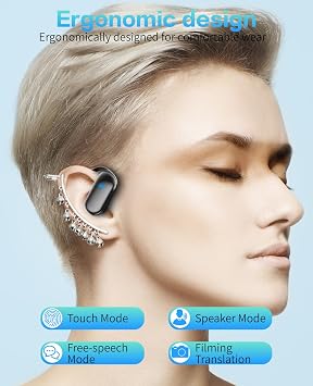 Real time Ai Translator Earbuds Language Translation Device,Spanish and English Translator Earbuds for160 Languages & Accents,Ideal for Travel and Business,Touch to Enjoy Various Modes