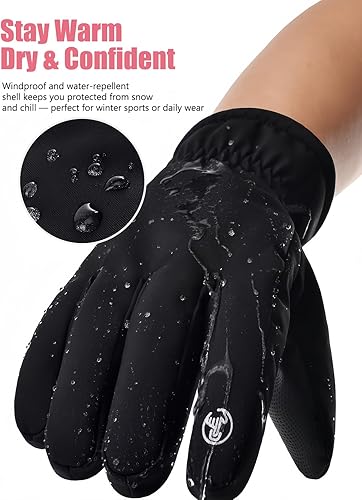 Miniatura 2 de Guantes deportivos de invierno para esquí y snowboard, guantes térmicos blancos y negros con puños elásticos