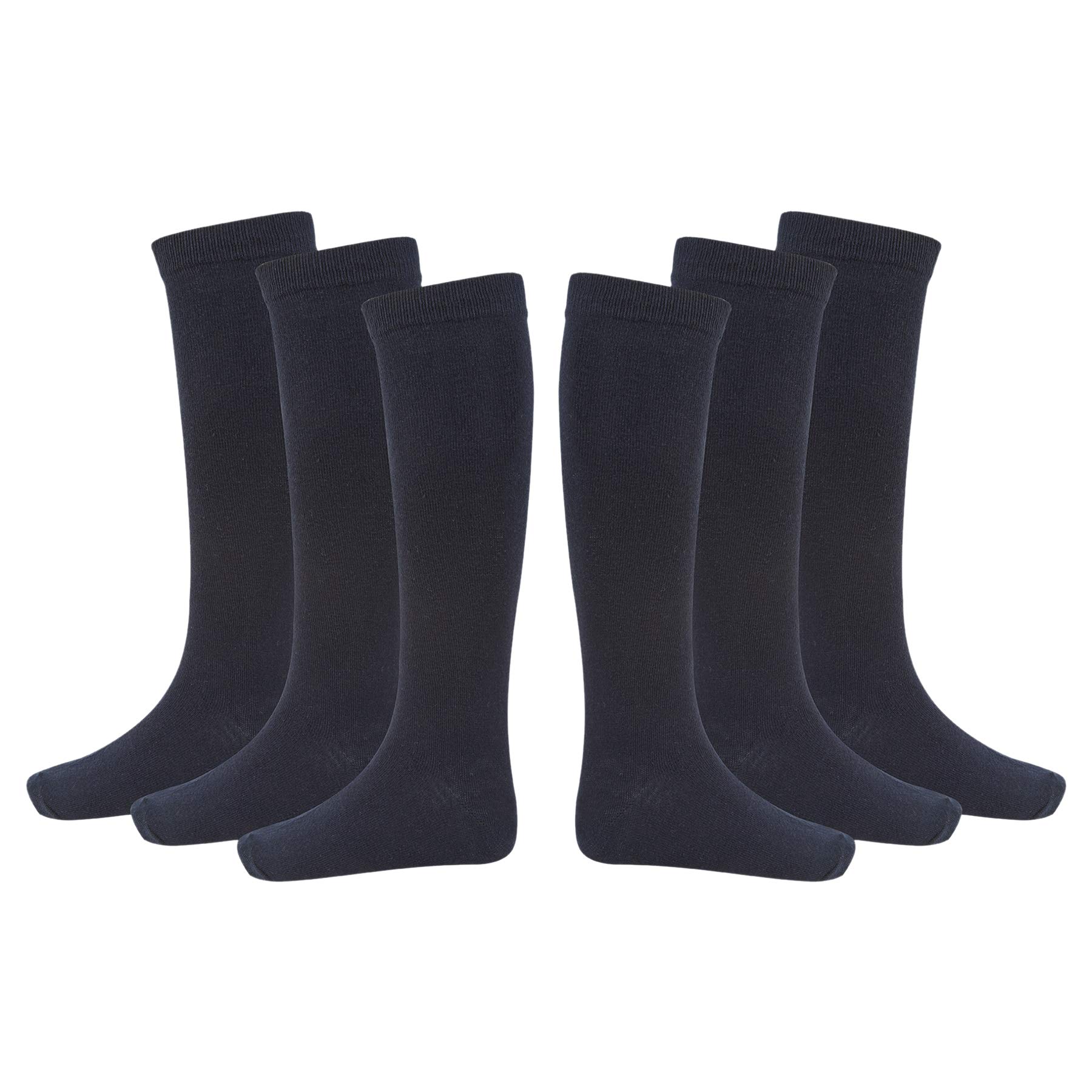 Bamu Back 2 School Unisex Niños Niños 6 Pares Hasta la Rodilla Plain Algodón Rich Calcetines