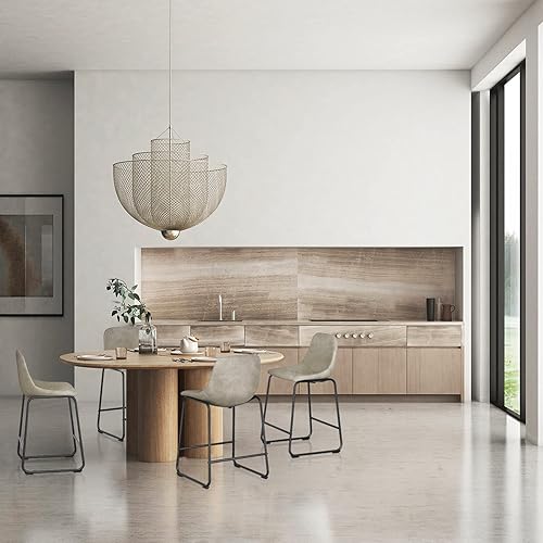 Miniatura 10 de Rfiver Pu Faux Leather Bar Stools Set of 4 Industrial Pub Barstools with Back and Footrest Modern Armless Bar Height Stool Chairs Brown Negro,