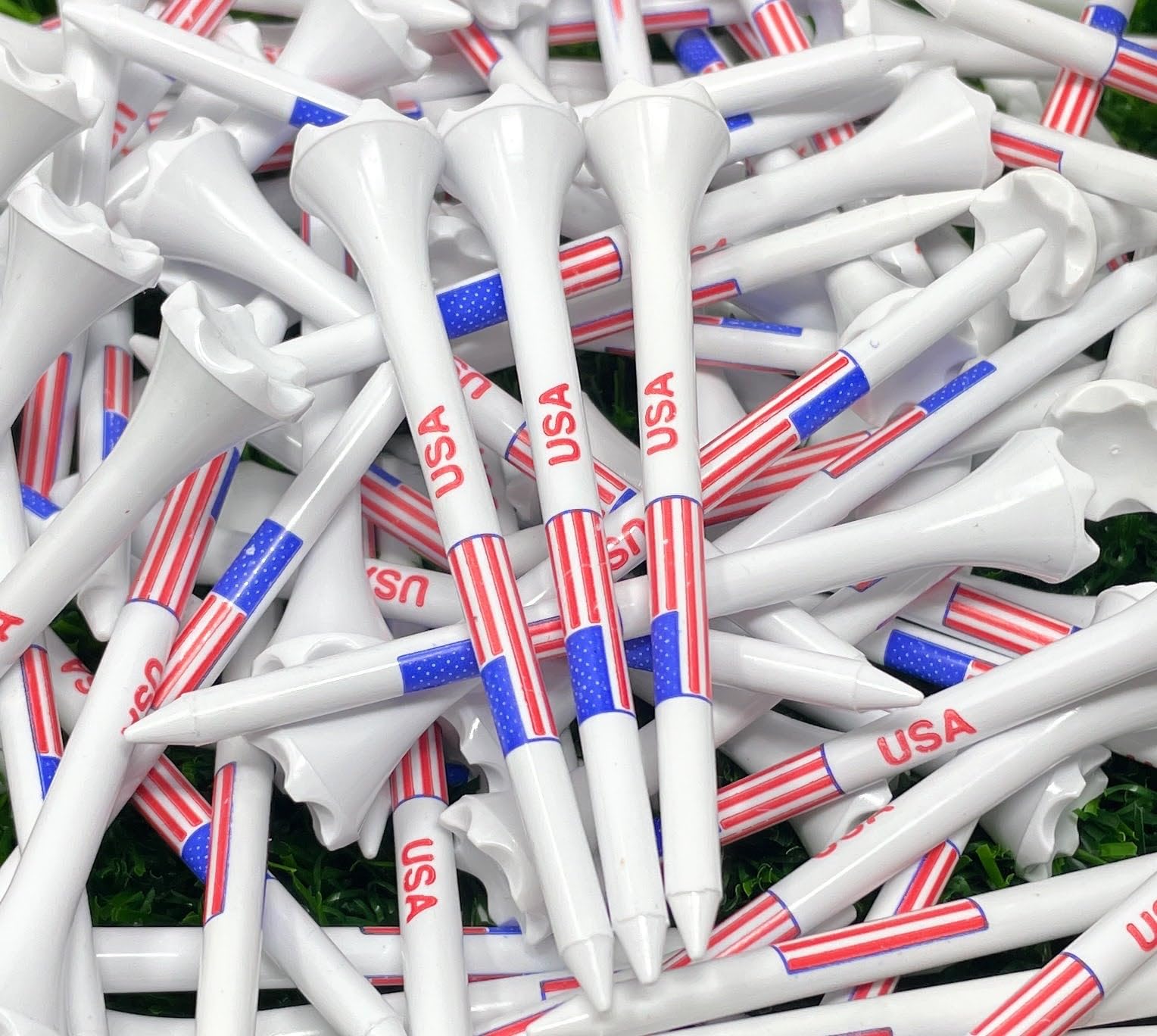 NorthPointe USA American Flag 3 ¼” Plastic Golf Tees - 100 Patriotic Golf Tees Plastic in Bulk