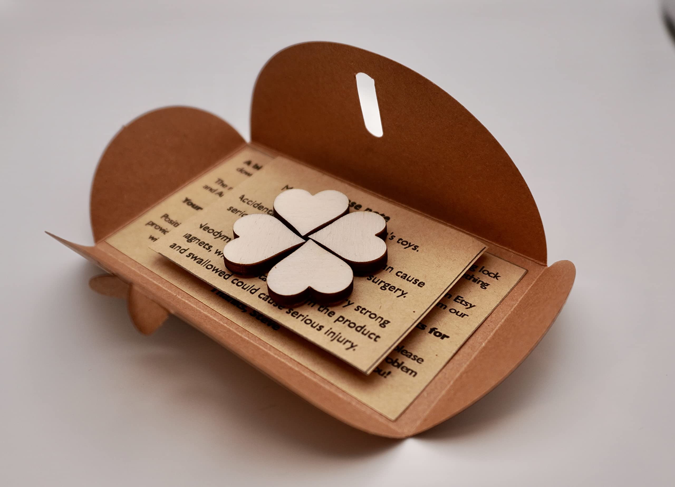 8 Pcs Mini Wooden Love Heart Fridge Magnets, 20mm x 20mm - Image 2