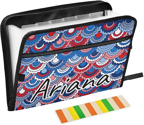Custom American Flag Mermaid Expanding File Folders 13 Pockets Accordion File Folder with Labels Personalized Portable Document Organizer for A4