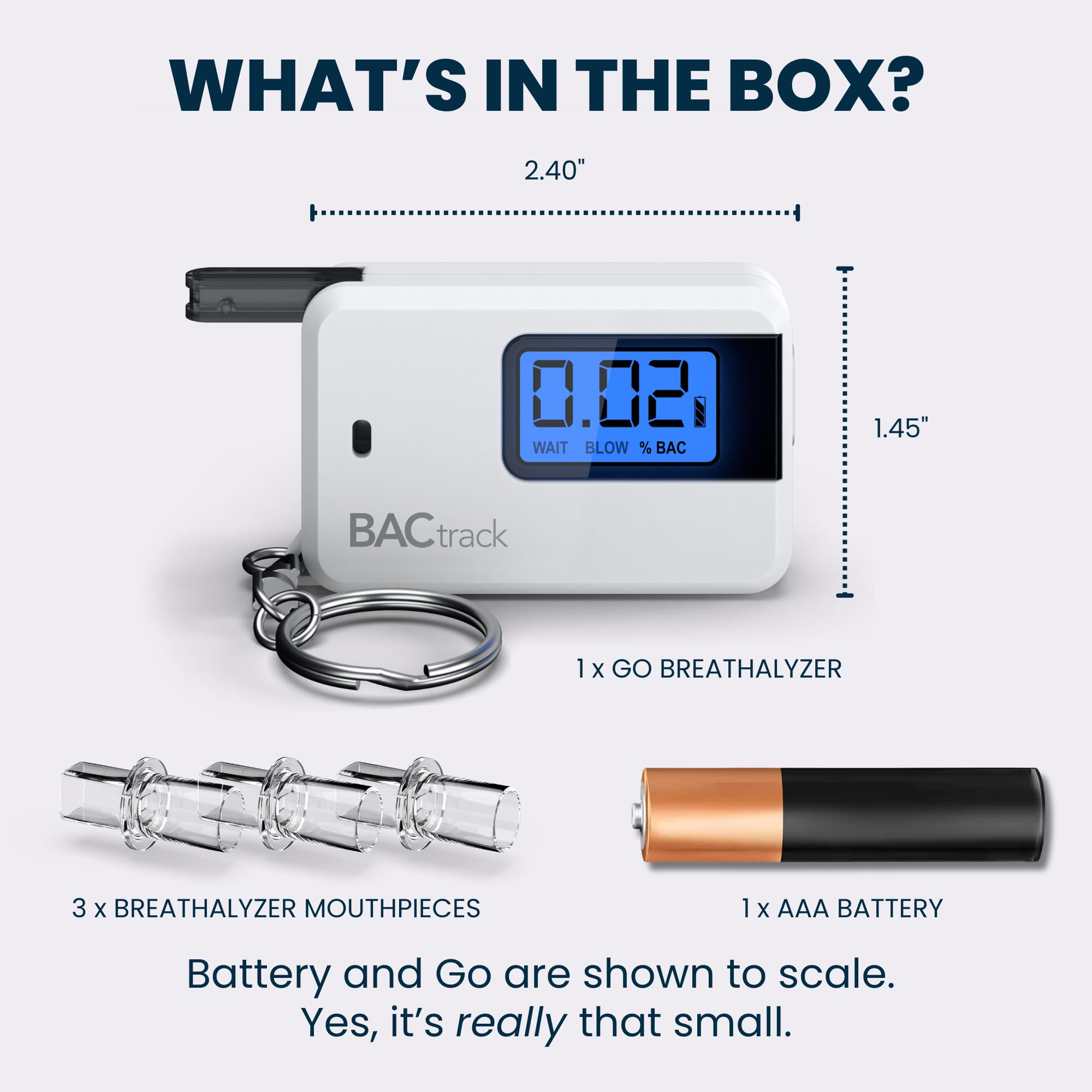 BACtrack Go Keychain Breathalyzer (White) | Ultra-Portable Pocket