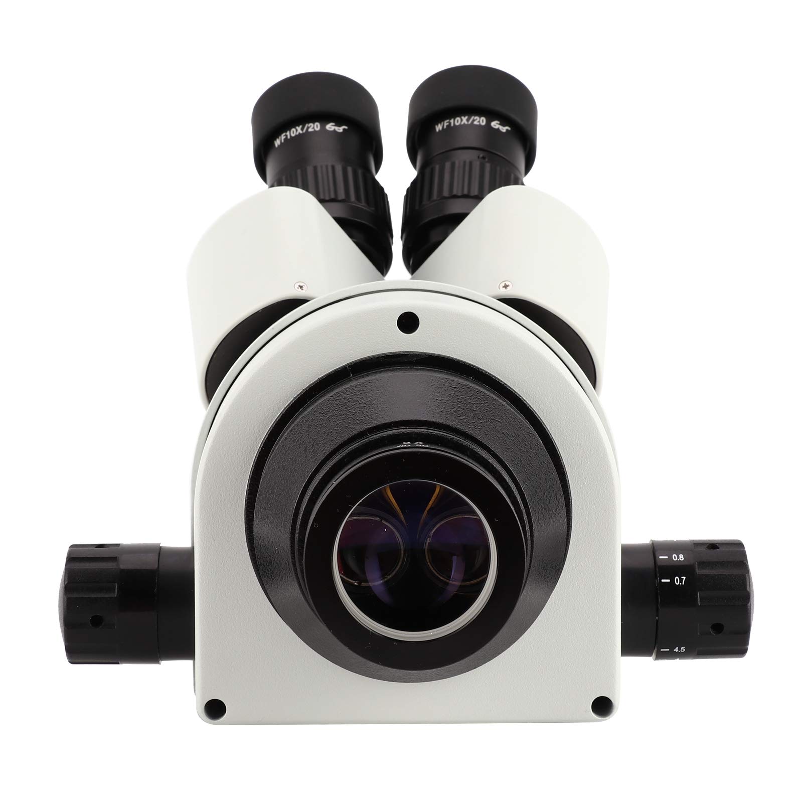 ViaGasaFamido Microscopio Trinocular 7X-45X, Lente de Zoom 0.7-4.5X, Ocular WF10X 30mm, Inclinación 45 Grados, Rotación 360 Grados, para Observación con Microscopio Estéreo (con Lente Objetivo 2.0X)