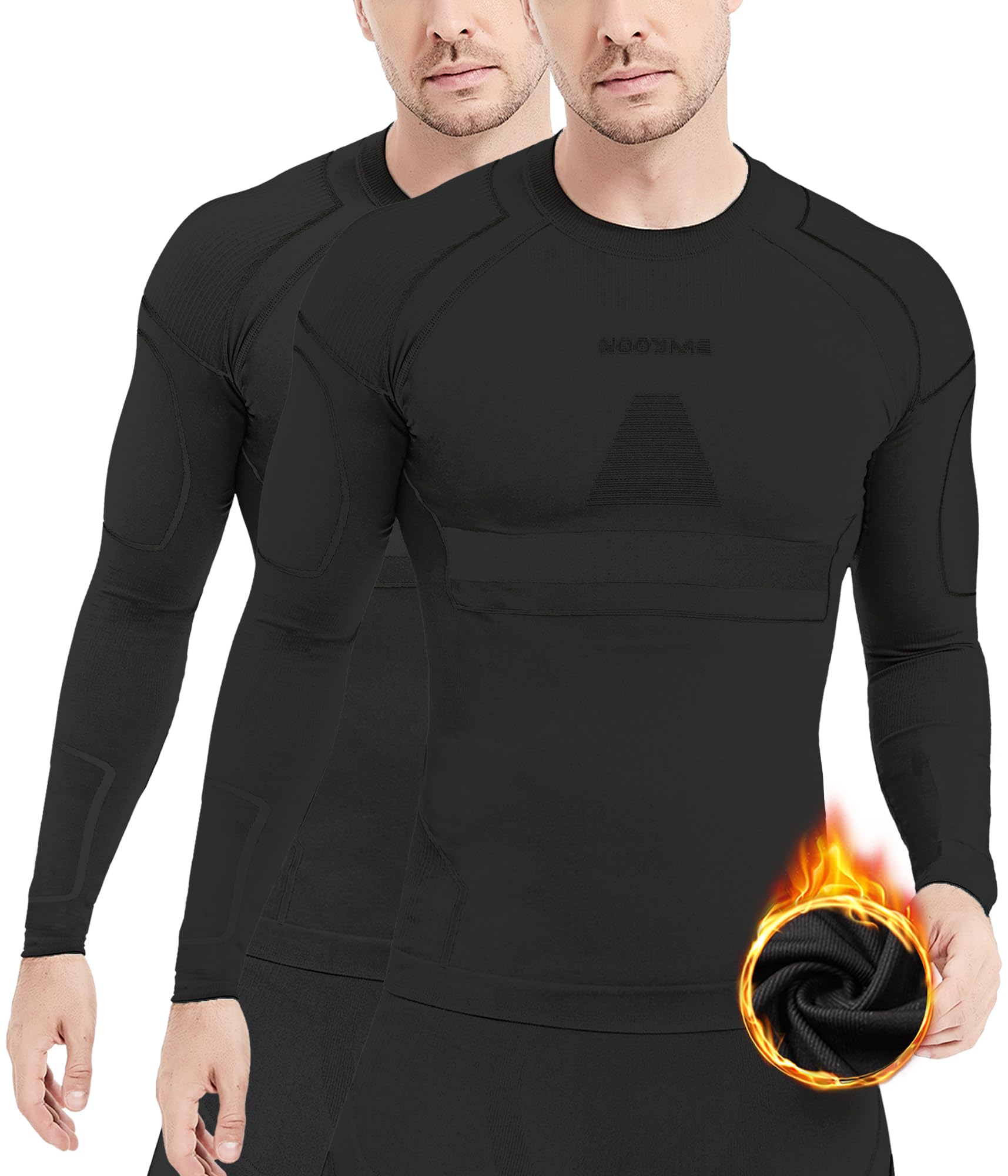 NOOYME Camiseta interior térmica para hombre, elástica, ropa interior funcional para hombre, cálida y térmica, ropa interior de esquí para hombre, transpirable, flexible, ropa interior térmica para