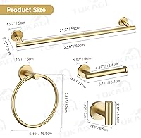 Vista 6 de TQKAG 5 Piece Bathroom Accessories Set Brushed Gold Bathroom Hardware Set 23.6 Inch Bath Towel Bar Set SUS304 Stainless Steel Towel Rack Set