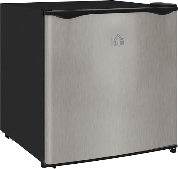 HOMCOM Tabletop Mini Freezer with 35 Litre Capacity, Small Freezer with Reversible Door, Adjustable Temperature and Removable Wire Shelf for Bedrooms, Home Office, Silver Tone - 1