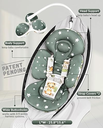 Miniatura 6 de Inserto infantil compatible con columpio Mamaroo de 4moms y asiento de coche infantil, incluye 3 bolas de repuesto, inserto reversible para columpio