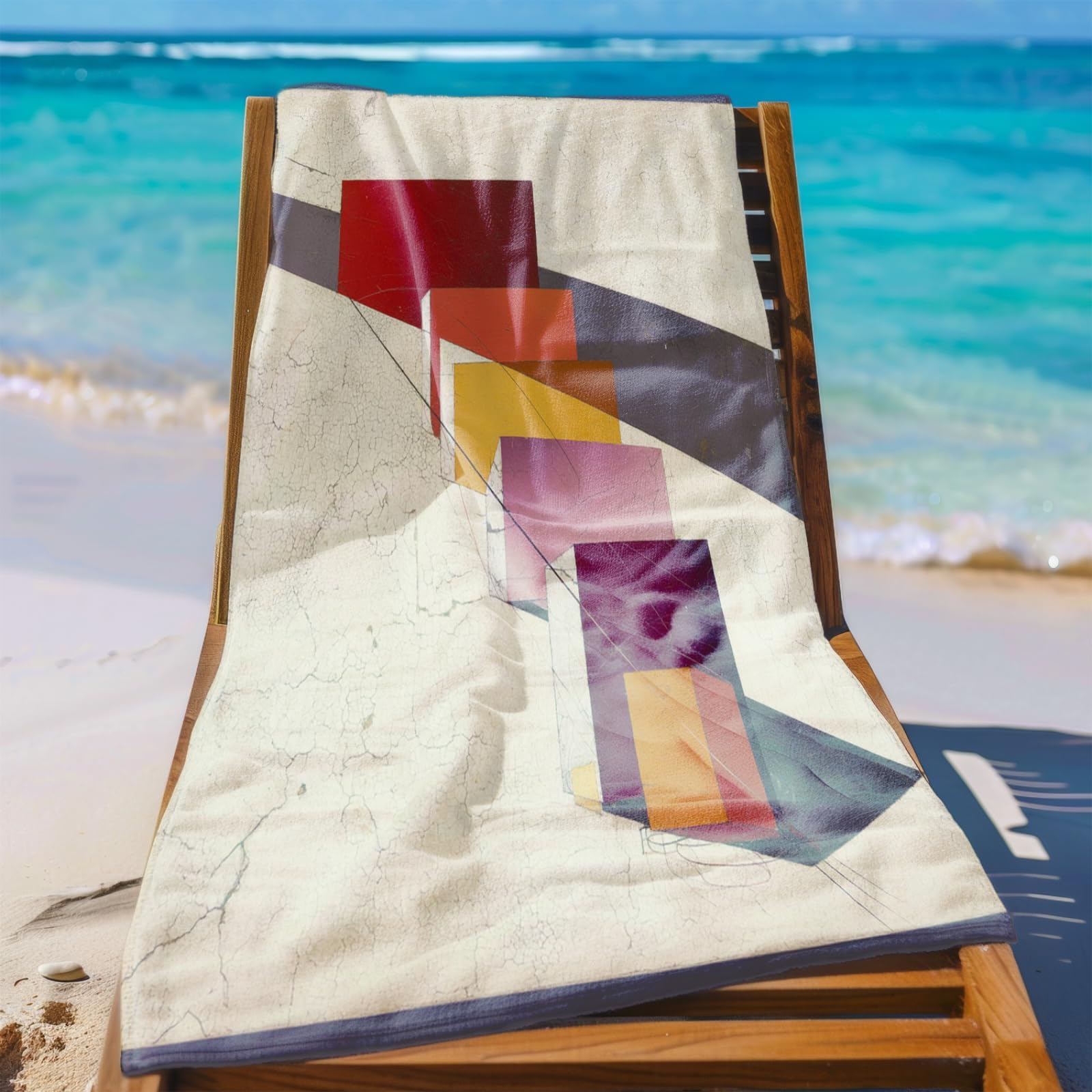 Telo Mare Microfibra 210x230 Geometria Del Gradiente Rosso Telo Spiaggia Grande Antisabbia,XXL Asciugamano Mare, Asciugatura Rapida, Stuoia Spiaggia Leggero E Portatile