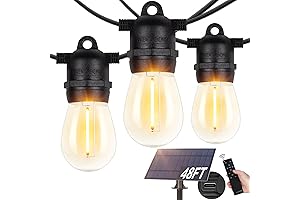 BesLowe 48FT Rechargeable and Dimmable Solar Patio Lights for Outdoor Decor