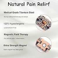 Vista 3 de Pulseras magnéticas para mujeres y hombres, acero inoxidable, cobre, color turquesa, con imán, regalo de joyería de moda (amarillo turquesa)