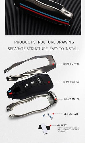 Miniatura 4 de ontto Funda para llavero para control remoto de llave inteligente Porsche 2010 en adelante