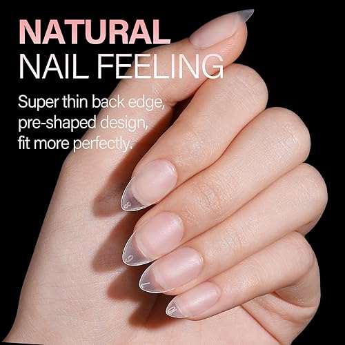 Vista 42 de AILLSA 450 puntas de uñas de gel extra cortas, puntas de uñas de gel de cobertura completa, punta de uñas postizas preliminadas a presión, 15