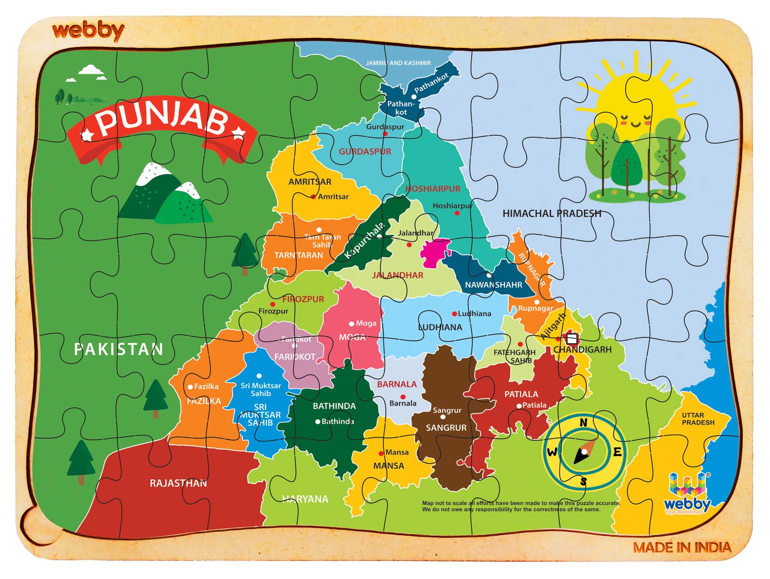 Buy by Punjab Map Wooden Jigsaw Puzzle, 40Pcs Online at Low Prices in India Amazon.in