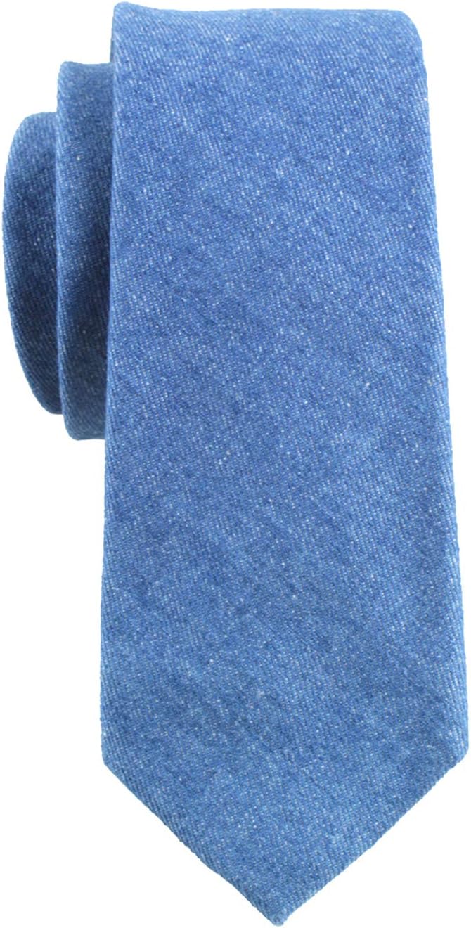 LEVAO Men's Cotton Skinny Necktie Solid Color Tie