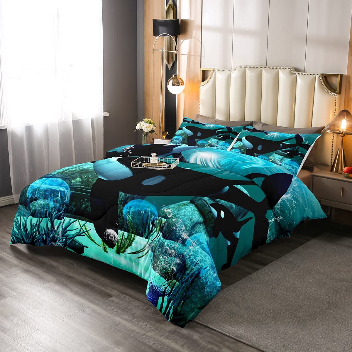 Buy Erosebridal Teal Ocean Whale Comforter Set Jellyfish Killer Whale