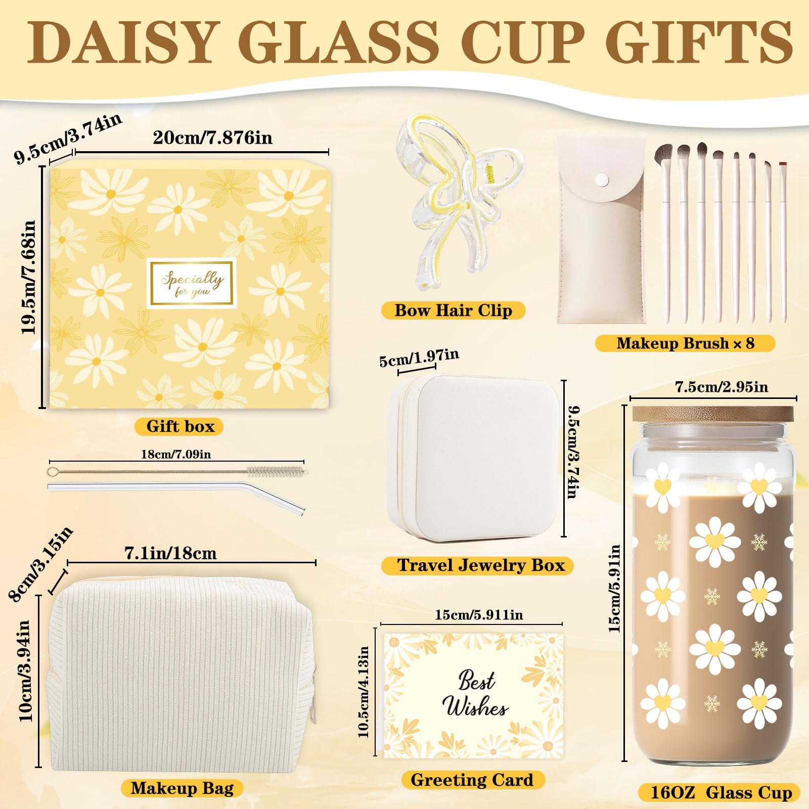 Xourspaty Regali per Ragazze Adolescenti di 9 10 11 12 13 14 anni, Regalo di Compleanno per Ragazza Dagli 8 ai 15 Anni, Tazza di Vetro con Coperchio e Cannuccia, Tazza da Caffè con Stampa margherita