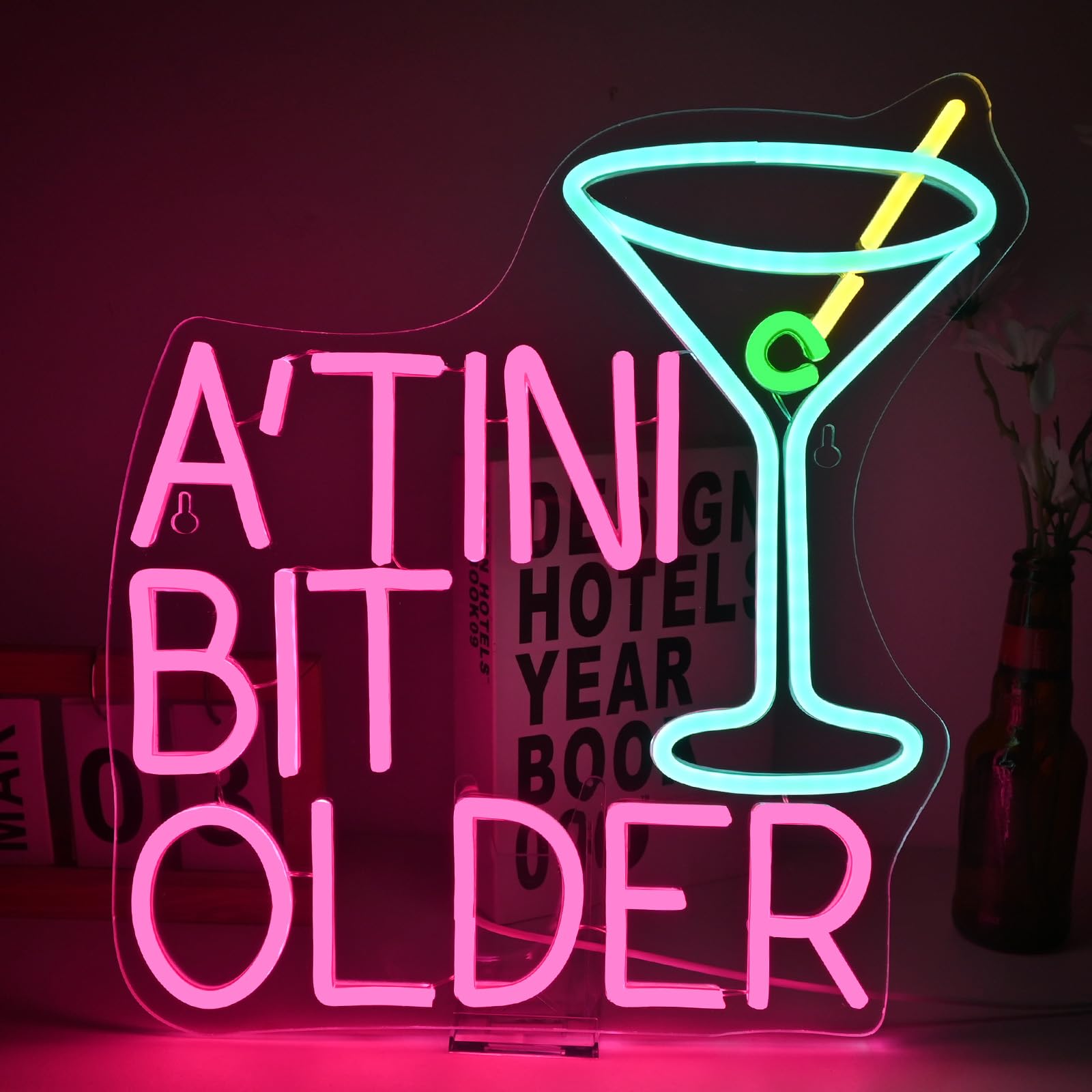 DREAMFORT A'TINI BIT OLDER Neon Sign Dimmable Light Up Signs for Pub Store Man Cave Room Martini Bar Neon Sign for Wall Decor USB Powered โ image 1