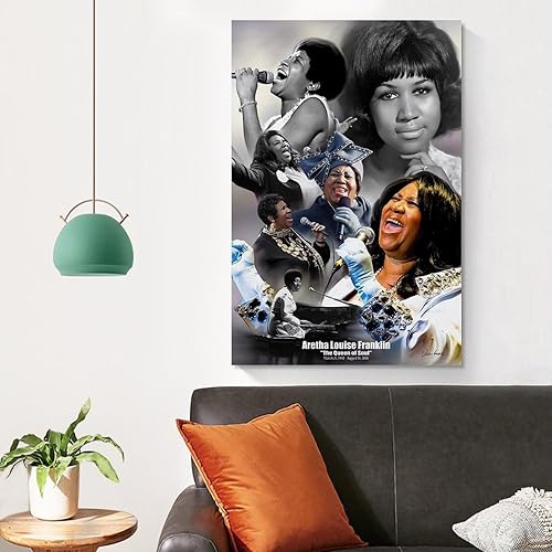 Miniatura 4 de ZUGANGS Aretha Franklin - Póster de pared en lienzo para decoración de pared del hogar, 12 x 18 pulgadas (11.8 x 17.7 in)