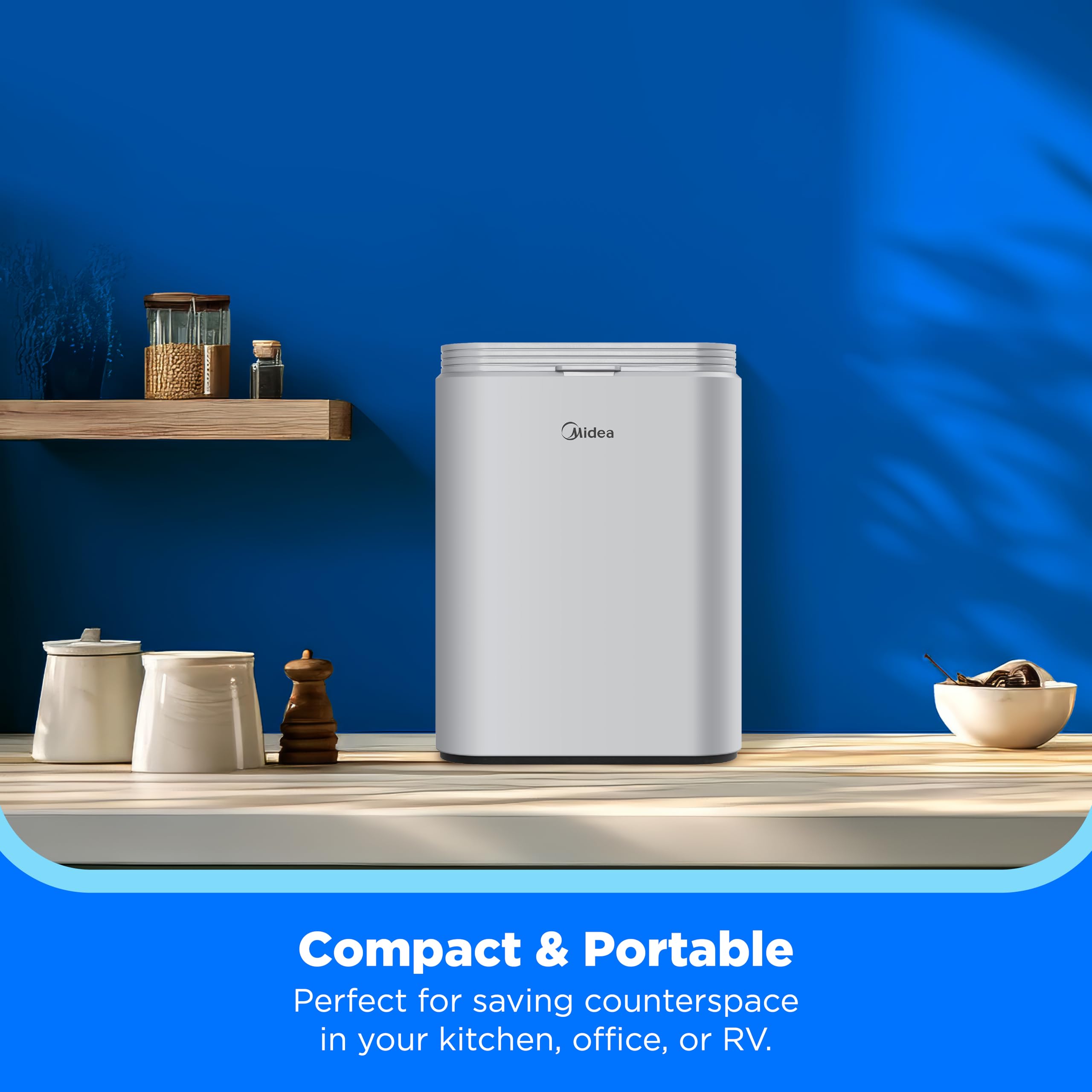 Midea Meri26b1agy Countertop Bullet-Ice Maker, 8 Ice Bullets Ready In 6 Minutes, 26lbs/24h, Self-Cleaning Function With Ice Scoop And Basket For Home/Office/RV on Fridge.com - View 3