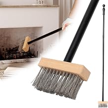 59" Fireplace Brush, Adjustable Metal Handle with Metal bristles, Suitable for Indoor fireplaces, Outdoor fire pits, and Camping. Easily Clears Ashes and Embers