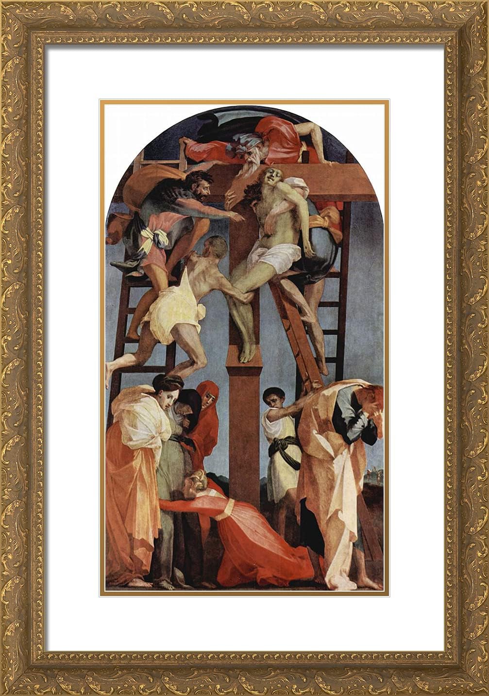 ArtDirect Fiorentino Rosso 17x24 Gold Ornate Framed Art Print with Double Matting Titled: Deposition