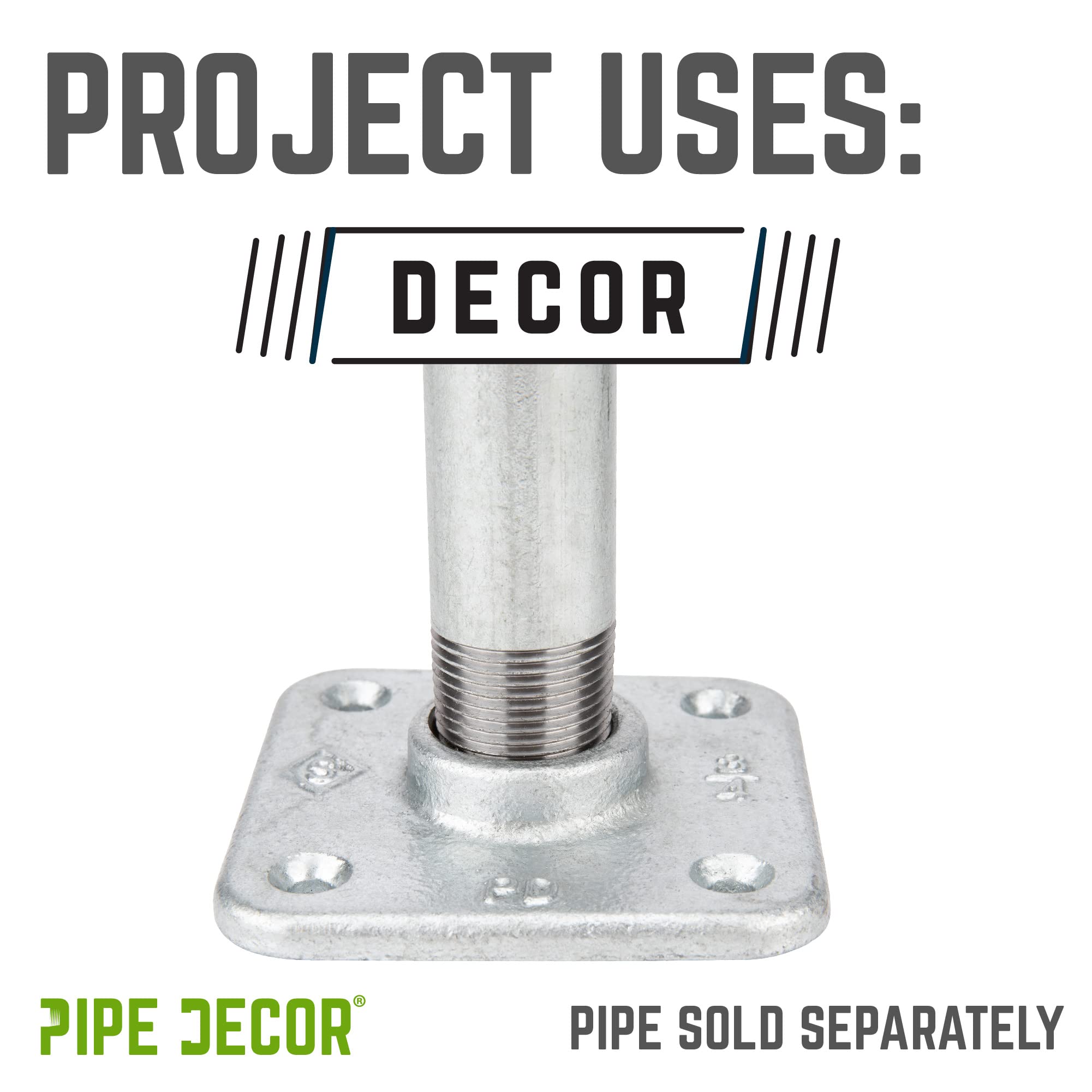 PIPE DECOR Bride carrée en fer galvanisé de 1,9 cm (lot de 4)